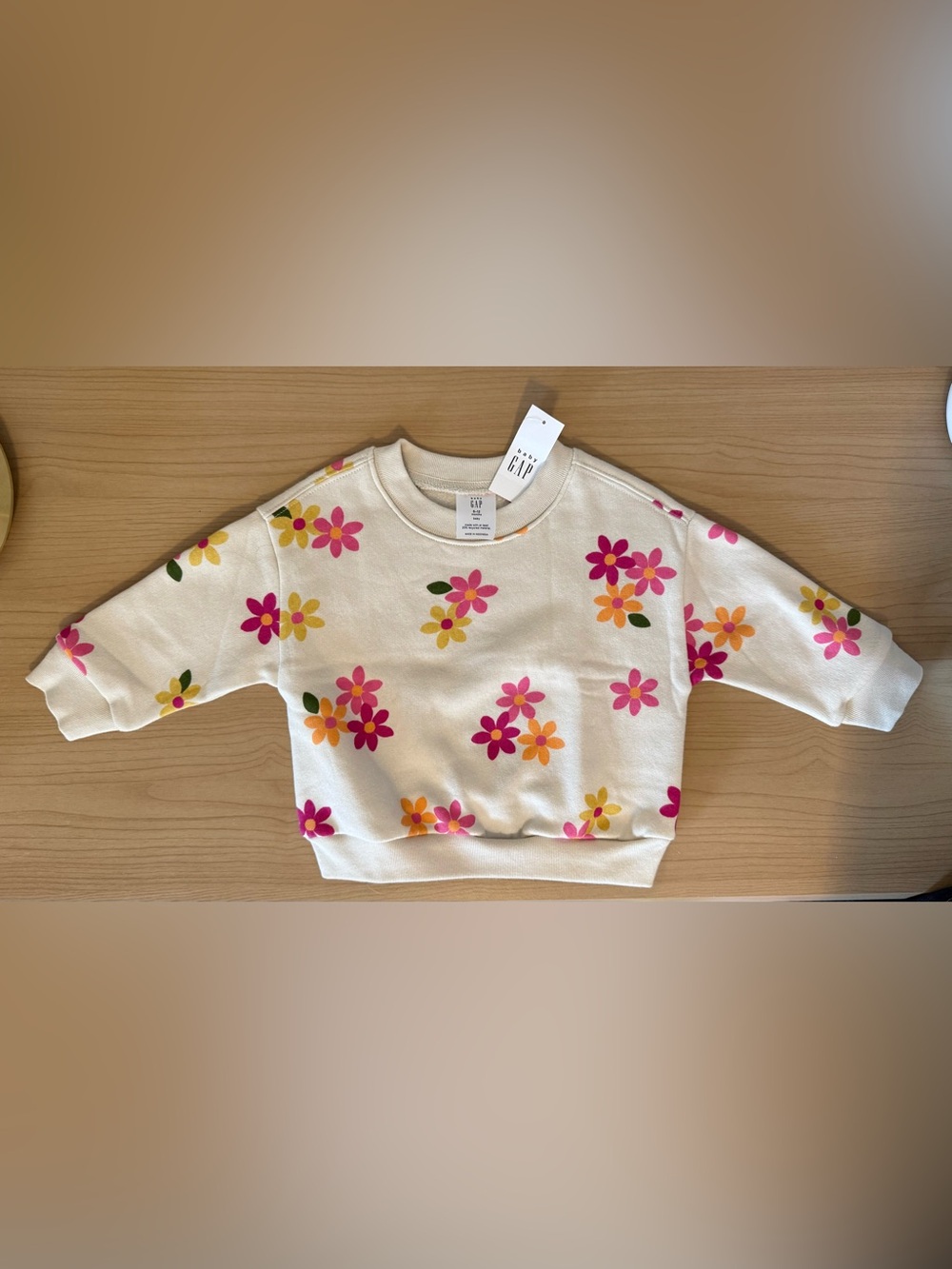 GAP Cream Sweatshirt with Pink & Orange Floral Print